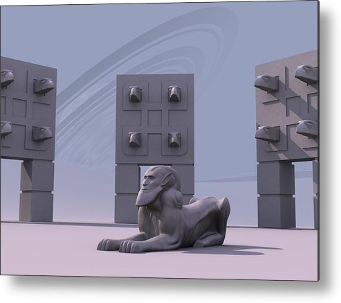 Surreal Metal Print featuring the digital art Sphinx by Mariusz Loszakiewicz