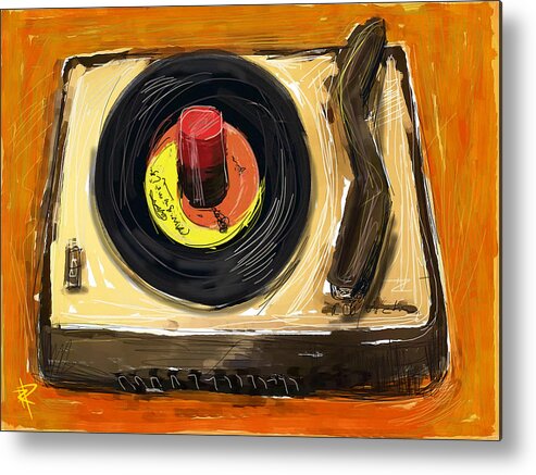 45 Record Player Metal Print featuring the mixed media Spin it by Russell Pierce