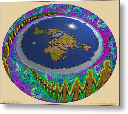 Souls Metal Print featuring the painting Spiral of Souls Flat Earth by Hidden Mountain