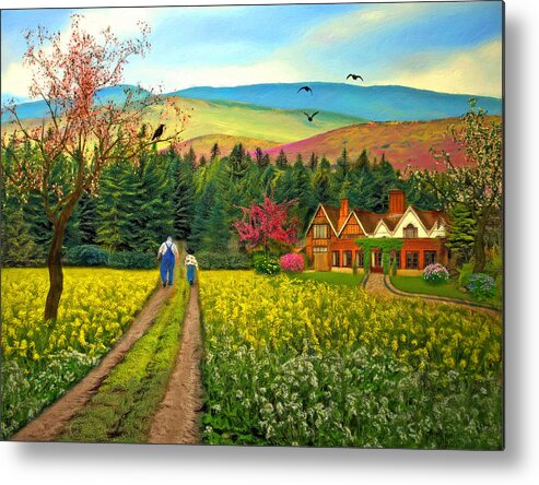 Art Metal Print featuring the digital art Spring Time in the Mountains by Nina Bradica