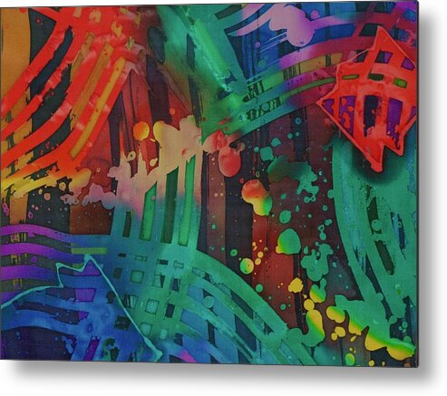 Abstract Metal Print featuring the painting Squares And Other Shapes 2 by Barbara Pease