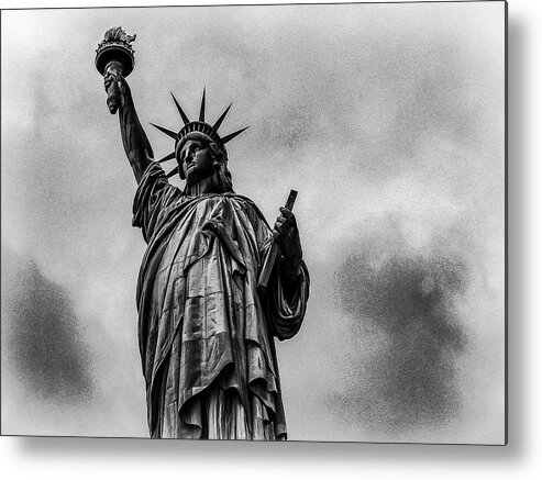 Ellis Island Metal Print featuring the photograph Statue of Liberty Photograph by Louis Dallara