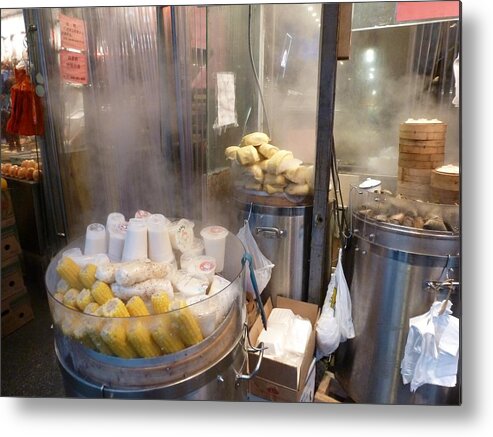 Flushing Metal Print featuring the photograph Steamed Dumplings by Steve Breslow