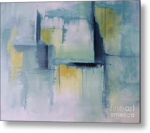 Abstract Metal Print featuring the painting Stillness by Kat McClure