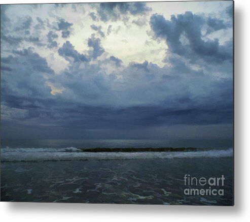 Sunrise Metal Print featuring the photograph Storm Clouds At The Beach by D Hackett