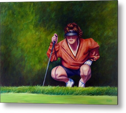 Golfer Metal Print featuring the painting Straightshot by Shannon Grissom