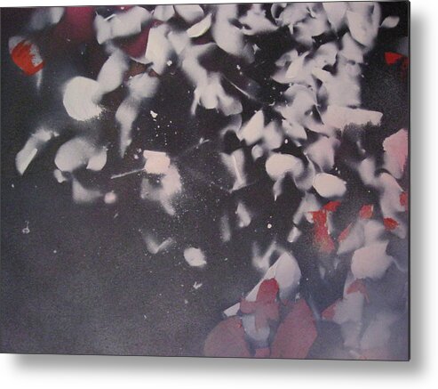 Oil Paint And Spray Paint On Canvas Metal Print featuring the painting String Theory - Colored Leaves by Carrie Maurer