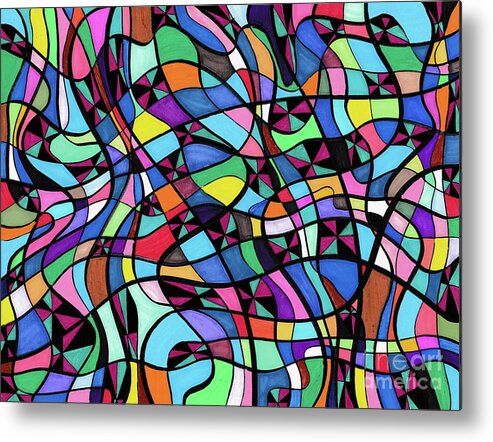 Abstract Metal Print featuring the drawing Summer Heat by Lara Morrison
