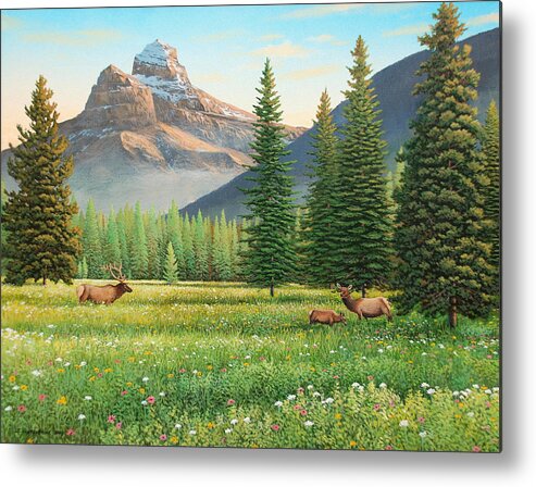 Landscape Metal Print featuring the painting Summer in the Valley by Jake Vandenbrink