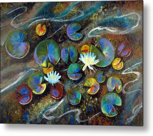 Lillies Metal Print featuring the painting Summer Lillies by Art Nomad Sandra Hansen