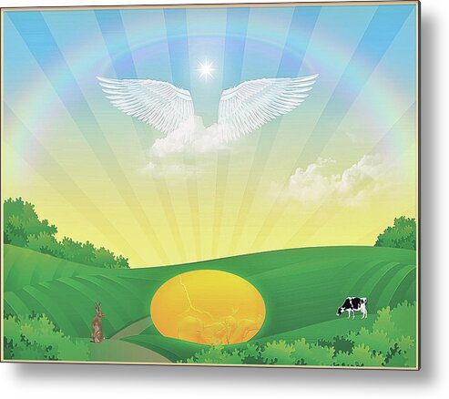 Symbolic Digital Art Metal Print featuring the digital art Sun Egg by Harald Dastis