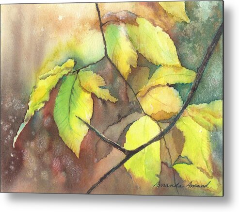 Leaves Metal Print featuring the painting Sun Kissed 1 by Amanda Amend