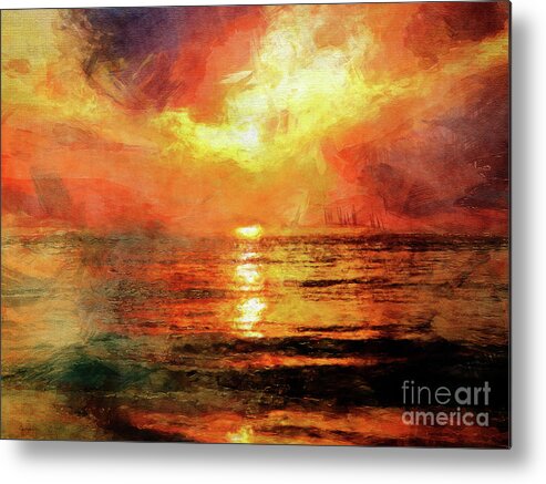 Photography Metal Print featuring the digital art Sun Reflects On Ocean by Phil Perkins