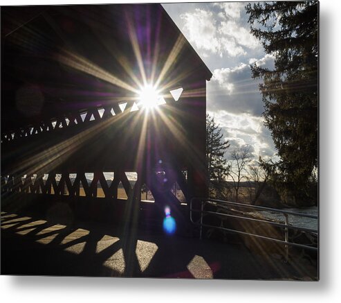 Adams Metal Print featuring the photograph Sunlight through Sachs Covered Bridge by Marianne Campolongo