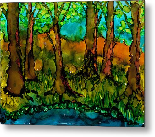 Tropical Metal Print featuring the painting Sunny Trees by Angela Treat Lyon