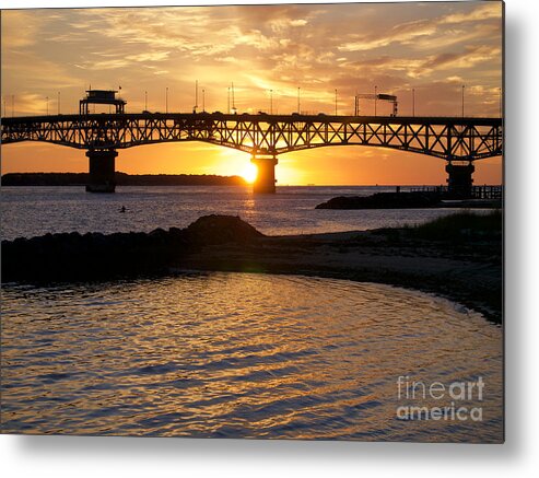 Bridge Metal Print featuring the photograph Sunrise Under Coleman Bridge by Lara Morrison