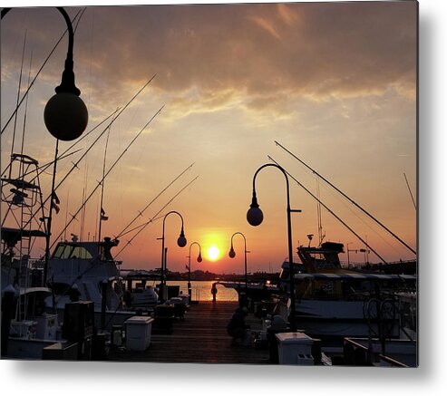 Sun Metal Print featuring the photograph Sunset At The End Of The Talbot St Pier by Robert Banach