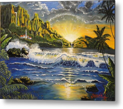 Ocean Metal Print featuring the painting Sunset Beach by Charles Vaughn