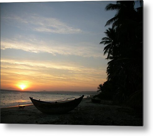 Sunset Metal Print featuring the photograph Sunset on the beach in Vietnam by Irina ArchAngelSkaya