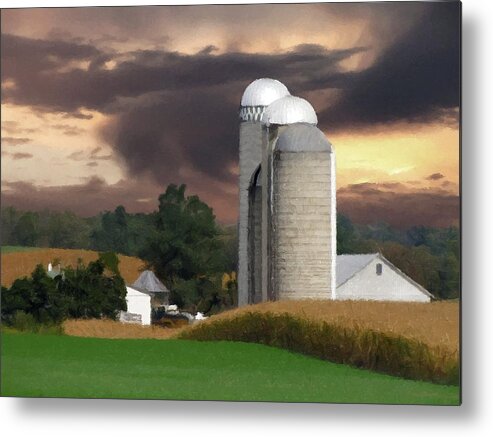Farm Metal Print featuring the photograph Sunset On The Farm by David Dehner