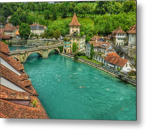 Connie Handscomb Metal Print featuring the photograph Swimming The River Aare , Bern by Connie Handscomb