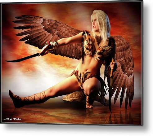 Hawk Metal Print featuring the photograph Swords Of The Hawk Woman by Jon Volden