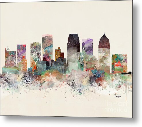 Tampa Metal Print featuring the painting Tampa Florida Skyline by Bri Buckley