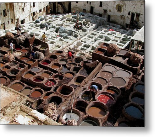 Fez Metal Print featuring the photograph Tanneries at Fez Morocco by Erik Falkensteen