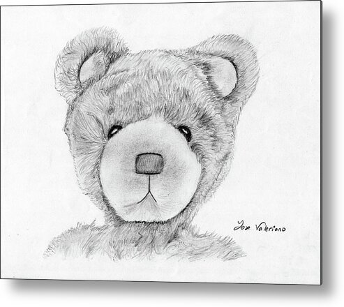 Ink Metal Print featuring the drawing Teddybear Portrait by Martin Valeriano