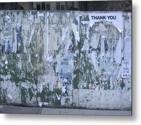 Wall Metal Print featuring the photograph Thank You in New York 2011 by Erik Burg