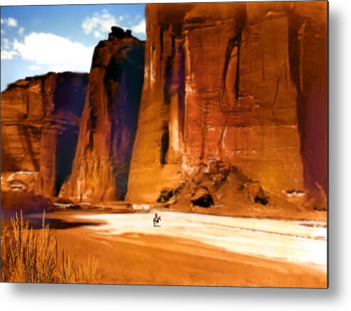 Native Americans Metal Print featuring the painting The Canyon by Paul Sachtleben