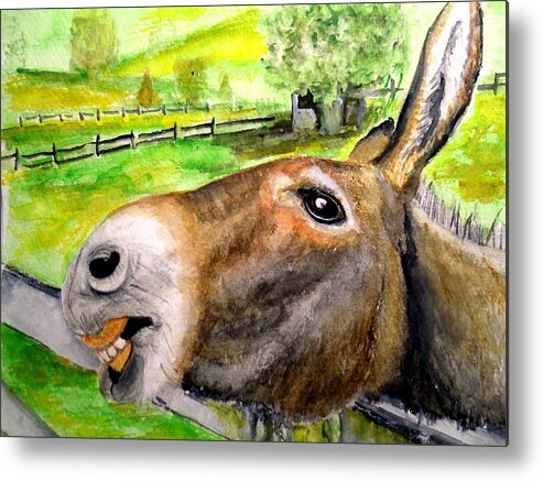 Mule Metal Print featuring the painting The Country Mule by Carol Grimes