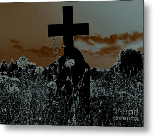 Grave Metal Print featuring the photograph The Cross by Karen Lewis