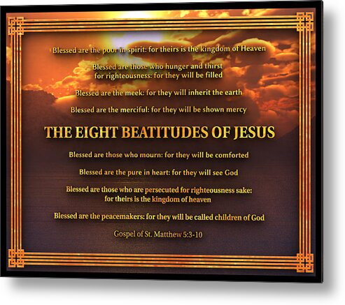 Bible Metal Print featuring the digital art The Eight Beatitudes of Jesus by William Ladson