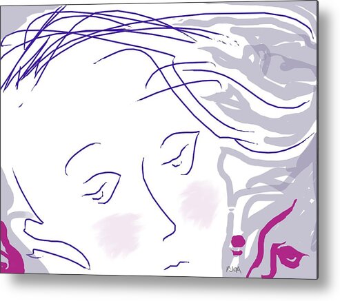 Face Metal Print featuring the digital art The face by Mary Armstrong