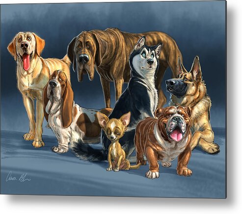 Dogs Metal Print featuring the digital art The Gang 2 by Aaron Blaise
