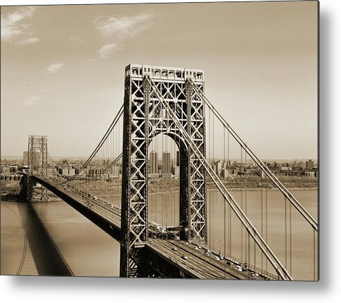 George Washington Bridge Metal Print featuring the photograph The George Washington Bridge by American School