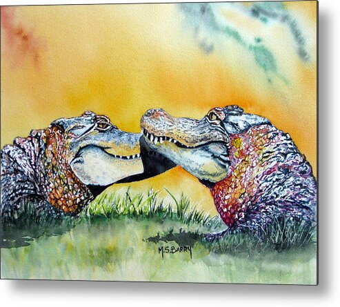Alligators Metal Print featuring the painting The Kiss by Maria Barry
