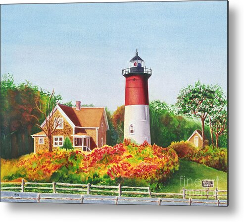 Lighthouse Metal Print featuring the painting The Lighthouse by Karen Fleschler
