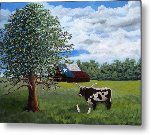 Texas Metal Print featuring the painting The Lone One Plus 2 by Suzanne Theis