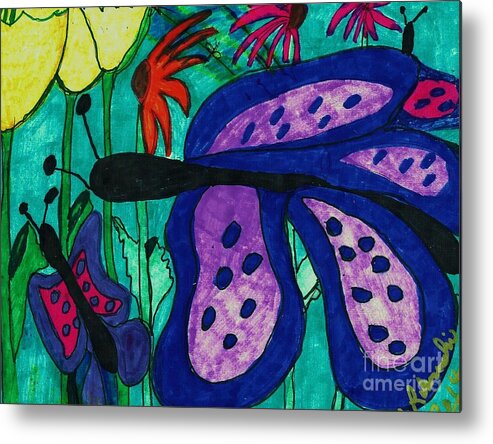 Butterflies And Flowers Metal Print featuring the mixed media The Nature of Spring part two by Elinor Helen Rakowski