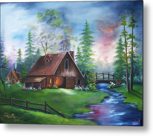 Barn Metal Print featuring the painting The Old Barn by Debra Campbell