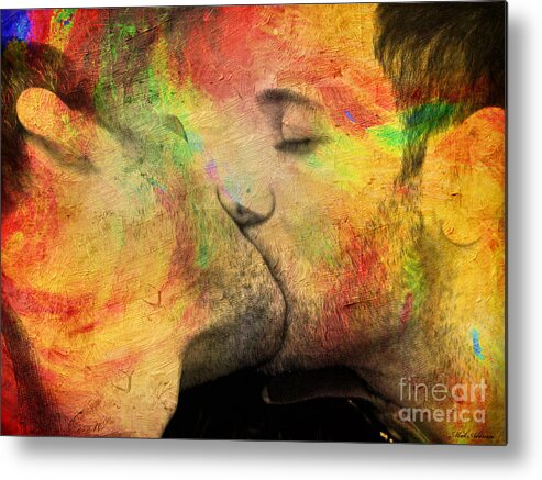Kiss Metal Print featuring the painting The passion of one kiss by Mark Ashkenazi