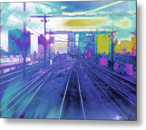 City Metal Print featuring the painting The Past Train 5.1 by Tony Rubino