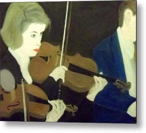 Pretty Metal Print featuring the painting The Prettiest Violinist in the Orchestra by Peter Gartner