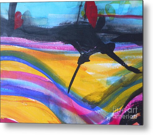 Abstract Paintings Metal Print featuring the painting The Road by Katerina Stamatelos