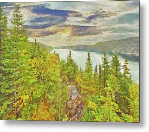 Saguenay Fjord Metal Print featuring the digital art The Saguenay Fjord National Park in Quebec 2 by Digital Photographic Arts