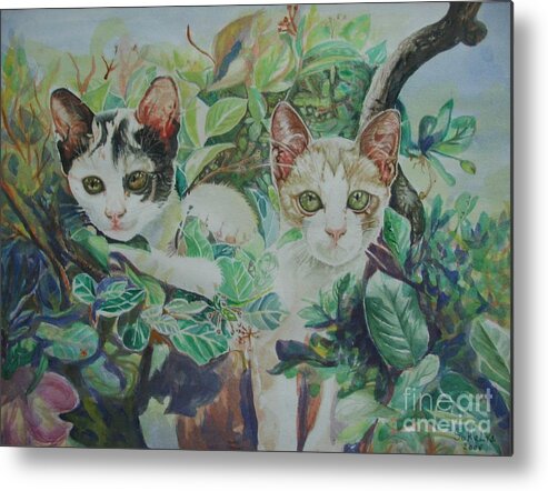 Cats Metal Print featuring the painting The Sisters by Sukalya Chearanantana