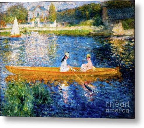 Renoir Boating On The Seine Metal Print featuring the painting Boating on the Seine by Renoir by Auguste Renoir