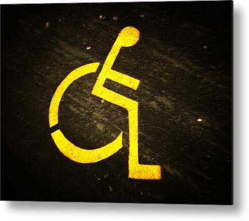 Art; Black; Brown; Contrast; Digital; Galaxy; Handicapped; Minimalism; Minimalist; Shape; Sign; Space; Wheelchair; Yellow Metal Print featuring the digital art The Space Wheelchair by Steve Taylor